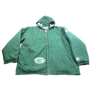 NFL Green Bay Packers Pro Line Starter Jacket Football Mens XL Green Hood Zipper